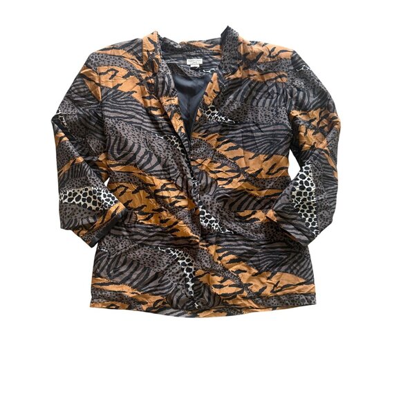 Vintage Robert Stock Limited Womens Animal Print Blazer Medium Tiger & Leopard P - Picture 1 of 6